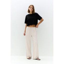 Pull&Bear Pantalon Fluide Lin Sable M female