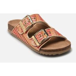 Two buckle sandal in rafia par Colors of California Multicolore 40 Femme