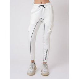Project X Paris Bas de jogging piping et broderie contrastés simili cuir Couleur - Blanc, Taille - L