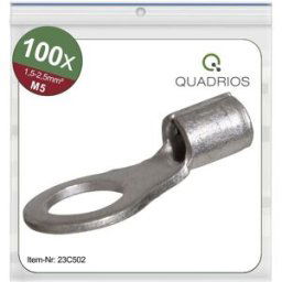 Quadrios 23C502 Cosse à oeillet Section max.=2.5 mm² Ø du trou=5.3 mm non isolé 100 pc(s)