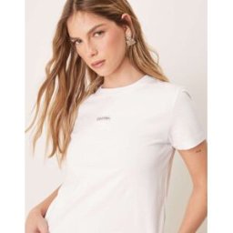 Calvin Klein Jeans - Institutional - T-shirt raccourci Ã imprimÃ© graphique - Blanc Blanc XXXL female