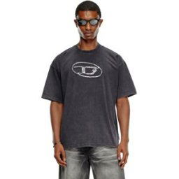 Diesel - T-shirt délavé avec imprimé Oval D - T-Shirts - Homme - Noir XS