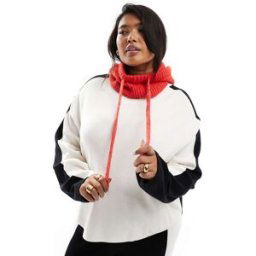 Renee Studio ExclusivitÃ© - RenÃ©e Studio Plus x Holly Wynne - Pull d'ensemble cÃ´telÃ© avec bande contrastante - CrÃ¨me et noir-Multicolore Multicolore 46 female