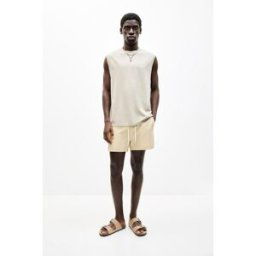 Pull&Bear Short De Bain À Rayures Seersucker Moutarde M male