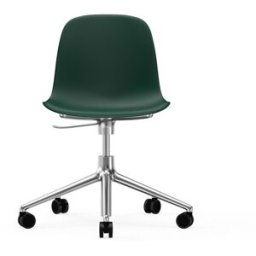 Normann Copenhagen Chaise de bureau Form avec base pivotante, fauteuil de bureau 5W vert, aluminium, roulettes