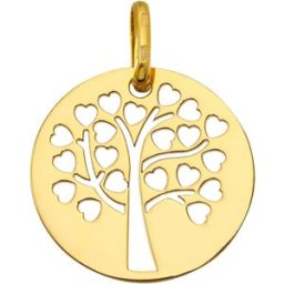 Mon Premier Bijou Médaille Arbre de vie ajourée aux coeurs - Or jaune 9ct