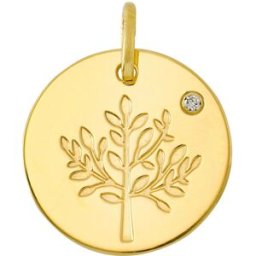 Médaille Arbre de vie brillant LuluCastagnette - diamant & or jaune 9ct