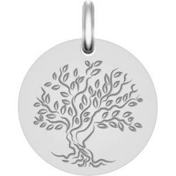 Mon Premier Bijou Médaille Arbre de vie fleurissant - Or blanc 18ct