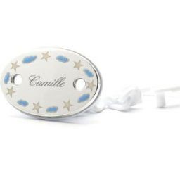 PremierCadeau Attache tétine étoiles et nuages - Argent massif