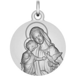 Maison de la Médaille Médaille Vierge à l’enfant et la colombe - Argent massif