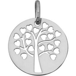 Mon Premier Bijou Médaille Arbre de vie ajourée aux coeurs - Or blanc 9ct