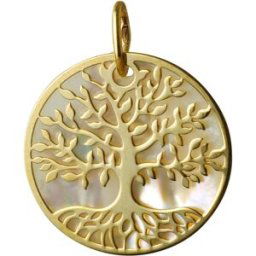 Mon Premier Bijou Médaille Arbre de vie luxuriant - Or jaune 9ct & nacre