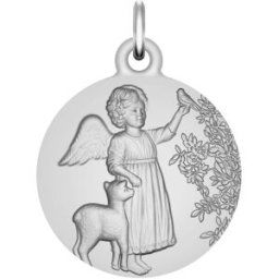 Maison de la Médaille Médaille Ange à l’oiseau et l’agneau - Argent massif