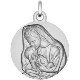 Maison de la Médaille Médaille Vierge à l’enfant - Le Baiser - Argent massif
