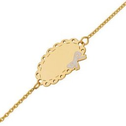 Mon Premier Bijou Gourmette bébé dentelle et noeud - Or jaune 9ct