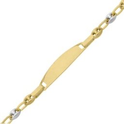 Mon Premier Bijou Gourmette bébé ovale grain de café bicolore - Or jaune et blanc 9ct