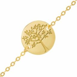 Mon Premier Bijou Gourmette bébé arbre de vie printanier - Or jaune 18ct