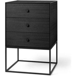 Audo Copenhagen Table d'appoint avec trois tiroirs Frame 49 Frêne peint noir