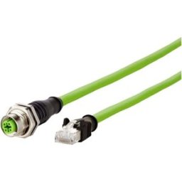 Metz Connect 142M4D25050 M12 Câble réseau, câble patch CAT 5e S/UTP 5.00 m vert gaine PUR, résistant aux acides, résistant à lozone, résistant aux UV, pour