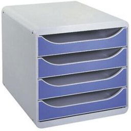 Multifiche Caisson de classement à 4 tiroirs Big Box - gris/bleu