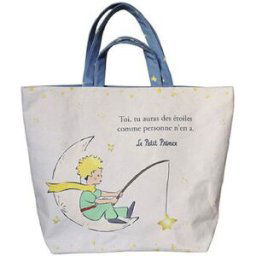 Sac Bandouliere Kiub Grand sac cabas Le Petit Prince en coton blanc Blanc
