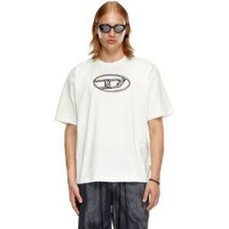 Diesel - T-shirt délavé avec imprimé Oval D - T-Shirts - Homme - Blanc XS