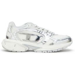 Diesel - S-Pro-V-Dense-Sneakers en mesh métallisé avec logo Oval D - Baskets - Femme - Blanc 40