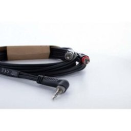 Adaptateur Y Cordial 14859 Jack / Cinch-RCA audio [1x Jack mâle 3.5 mm - 2x Cinch-RCA mâle] 1.50 m noir gaine en PVC, câble jumelé