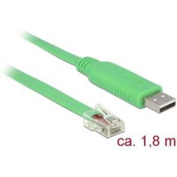 Delock Câble adaptateur USB-A vers RJ45 USB 2.0 USB-A mâle, Connecteur RJ45 1.80 m vert 62960