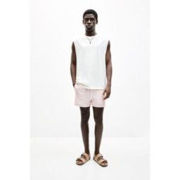 Pull&Bear Short De Bain À Rayures Seersucker Rose XXL male