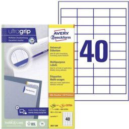 Avery Zweckform 3657 Etiquette universelles 48.5 x 25.4 mm papier blanc 4000 pc(s) fixation permanente imprimante à jet dencre, imprimante laser, imprimante