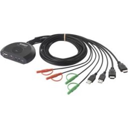 SpeaKa Professional SP-KVM-210 2 ports Commutateur KVM HDMI clavier 4096 x 2160 Pixel