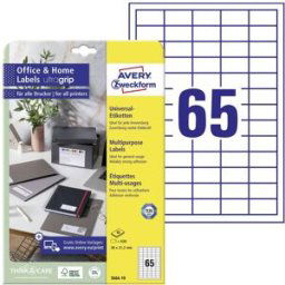Avery Zweckform 3666-10 Etiquette universelles 38 x 21.2 mm papier blanc 650 pc(s) fixation permanente imprimante à jet dencre, imprimante laser, imprimante