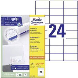 Avery Zweckform 3475-200 Etiquette universelles 70 x 36 mm papier blanc 5280 pc(s) fixation permanente imprimante à jet dencre, imprimante laser, imprimante