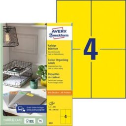 Avery Zweckform 3459 Etiquette universelles 105 x 480 mm papier jaune 400 pc(s) fixation permanente imprimante à jet dencre, imprimante laser, imprimante laser