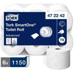 Papier toilette Tork pour distributeur Smartone - 472242 - 1150 feuilles - lot de 6 rouleaux -pour TORK T8
