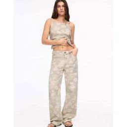 Pull&bear Pull & Bear - Jean ample imprimÃ© fleurs - Beige-Neutre Neutre 40 female