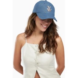 Vanessa Wu Casquette Clem denim clair à monogramme brodé Taille unique female