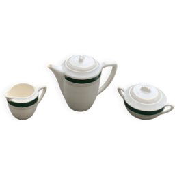 ART Cafetière, pot à lait et sucrier modèle lumière, Digoin et Sarreguemines blanc 22x20x20