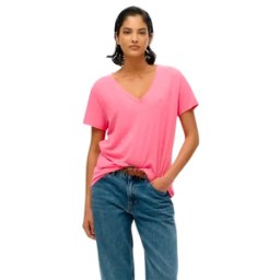 T shirt Superdry Slub Embroidered Femme Rose XS