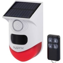 Sygonix Mini-système dalarme blanc, rouge avec LED, avec détecteur de mouvement, avec télécommande, avec module solaire, avec Wi-Fi 120 dB SY-6515320