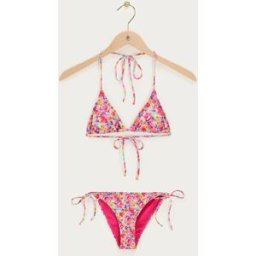 Ensemble de bikini triangle rose avec fleurs My Jewellery Rose M femme