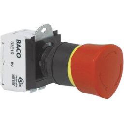 BACO L22ER01D Arrêt durgence collerette plastique, noir 600 V 10 A IP69K 1 pc(s)