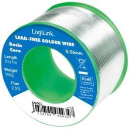 LogiLink Fil à souder, diamètre : 1 mm, cuivre 0,7%, 100 g