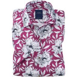 Pierre Clarence Chemisette droite coton imprimé pivoines col italien 41-42