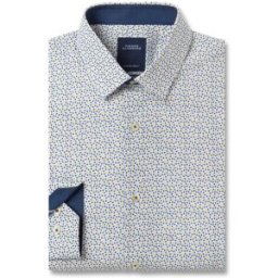 Pierre Clarence Chemise ajustée popeline imprimée col semi-italien 41-42 (L)