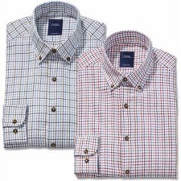 Pierre Clarence Chemise droite flanelle carreaux col boutonné - les 2 45-46 (2XL)