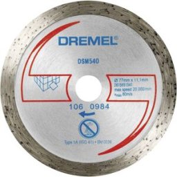 Dremel DSM540 2615S540JB Disque à tronçonner diamanté 77 mm 1 pc(s) Carrelage, Tuile, Marbre, Porcelaine, Céramique
