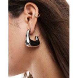 ASOS DESIGN - CrÃ©oles carrÃ©es effet fondu - ArgentÃ© ArgentÃ© No Size female