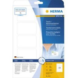 Herma 4412 Etiquette badges 80 x 50 mm acétate de cellulose blanc 250 pc(s) décollable imprimante laser, imprimante laser couleur, photocopieuse, photocopieuse